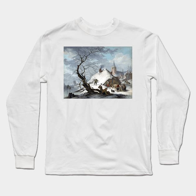 Hendrik Meyer A Winter Scene Long Sleeve T-Shirt by pdpress